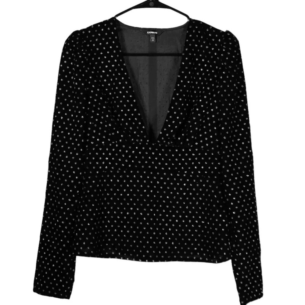 Express Polka Dot Plunge V Neck - Picture 2 of 11